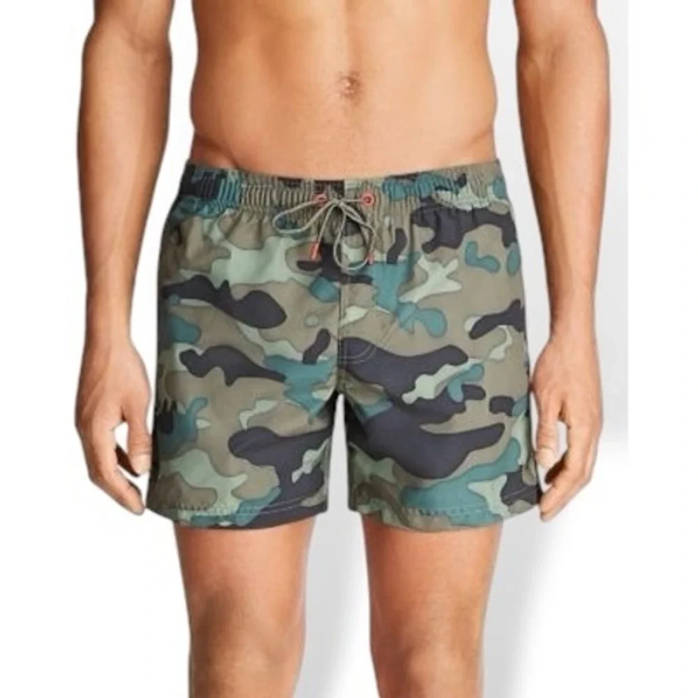 Sundek Mens Swim Trunks Size Large Camo Rainbow Stripe Swimming Board Shorts